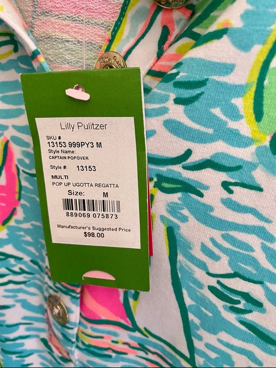 Lilly Pulitzer Tops - Lilly Pulitzer Pop-Up Ugotta Regatta Shirt - Multi Teal & Pink popover